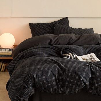 High-End Thickened Brushed Cotton Bed Four-Piece Set, Pure Cotton Accessible Luxury Quilt Cover, Dormitory Men's Bed Bed Sheets, Three-Piece Bedding Set