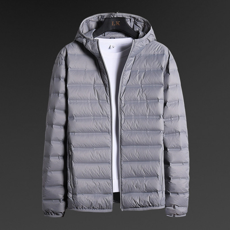 New Light Down Jacket Men's Hooded Collar Short plus size Middle-aged Jacket Light Thin Jacket for Men