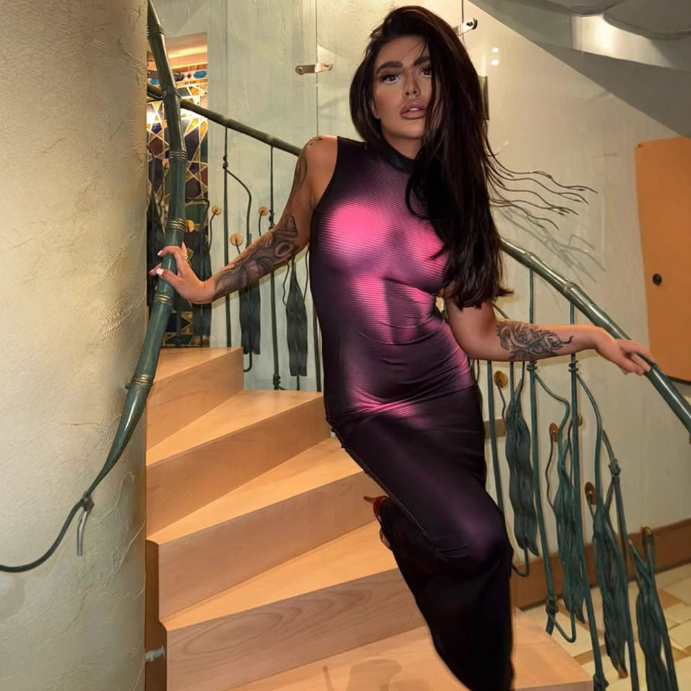 3D Printed Sleeveless Bodycon Dress Stylish High Stretch Slim Fit Casual or Party Wear Wholesale Available