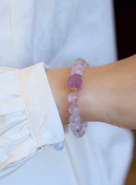 九紫离火手链女本命年手串紫玉本命年薰衣草水晶好运珠路路通手串
