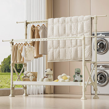 Drying Rack Floor Folding Household Indoor Lifting Clothes Hanging Rack Balcony Telescopic Clothes Drying Rack for Drying Quilt