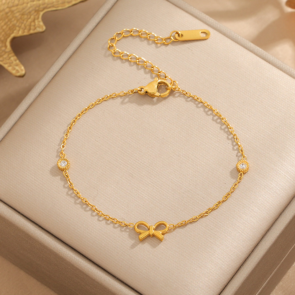 Fashionable, Compact and Exquisite Bow Bracelet for Women, Titanium Steel, Non-Fading, 2025 New Style, 18K Gold, Versatile and High-End