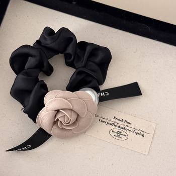 Little Red Book popular camellia hair band Small fragrance French gentle suit fabric all-match hair tie rope ball hair rope