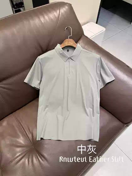 Ice-Cool, Quick-Dry, Traceless Technology! High-Thread-Count Yarn with a Silky Feel, Summer Men's Short-Sleeve Polo Shirt with a Turn-Down Collar