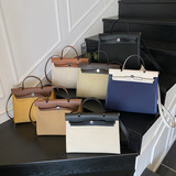 2025 летняя новая текстурная сумка Kelly bag с простой атмосферой, женский портфель для поездок на работу, портативная диагональная сумка для поездок на работу