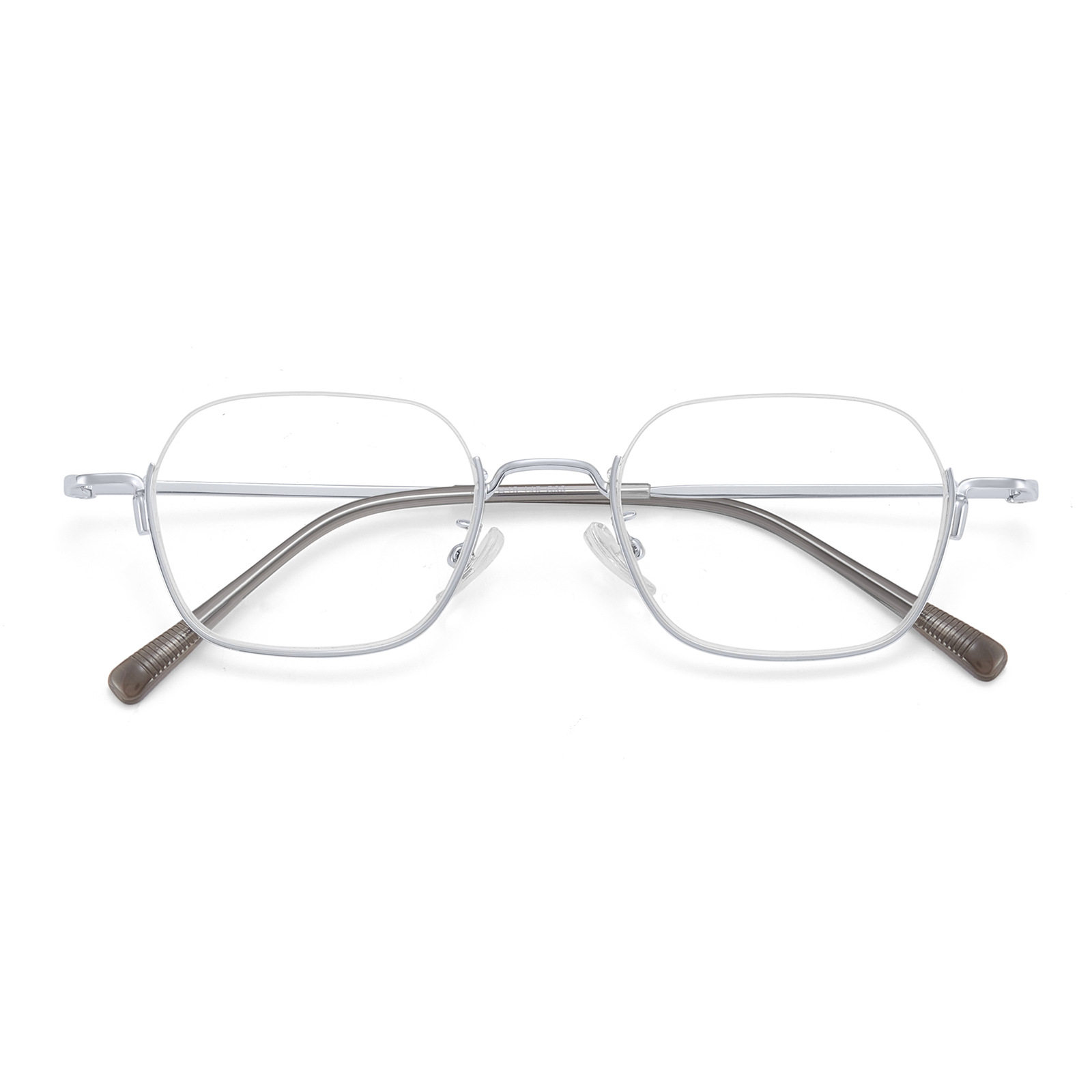 Cool temperament silver wire lower half frame retro metal mesh red eye frame carved pattern legs can be equipped with glasses wholesale
