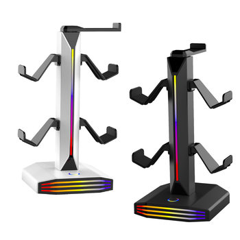 Cross-Border New Product Rgb Lighting Handle Headphone Holder with 2 USB Interfaces and 9 Cool Lighting Special Effects Ready for Table Setting