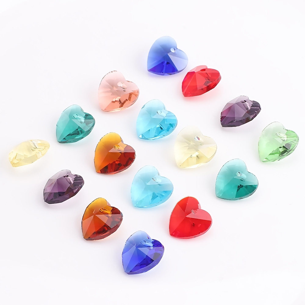 10mm Crystal Glass Heart-Shaped Jewelry Small Pendant Earrings Accessories Fashion Accessories DIY Handmade Materials