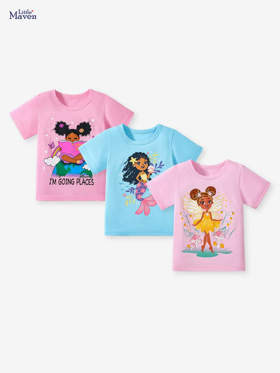Custom-made Summer Short-sleeve Girls' T-shirt, 2025 New Cotton Girls' T-shirt Set