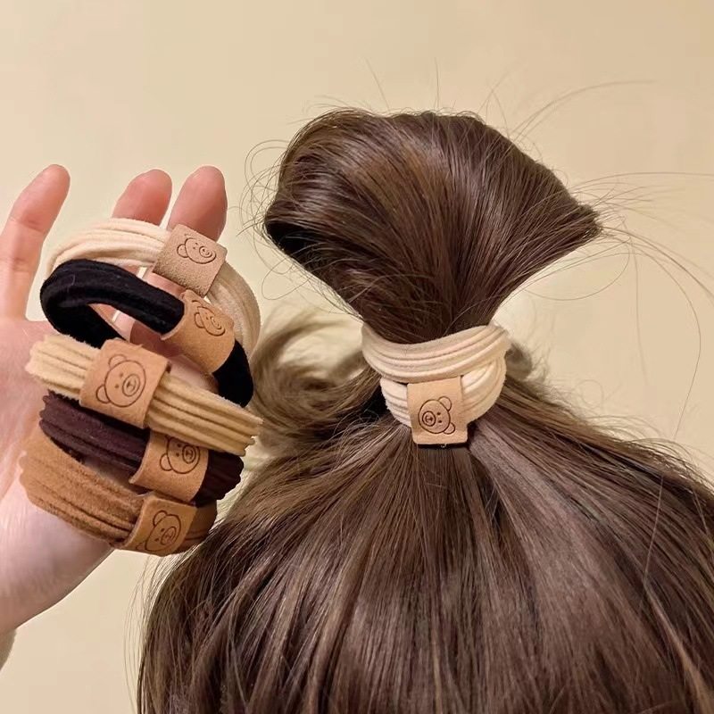 Bear Head Rope High Elastic Rubber Tendon Women's Hair Rope Thickened Thick Hair Ring High Pony Tail Ball Headwear Rubber