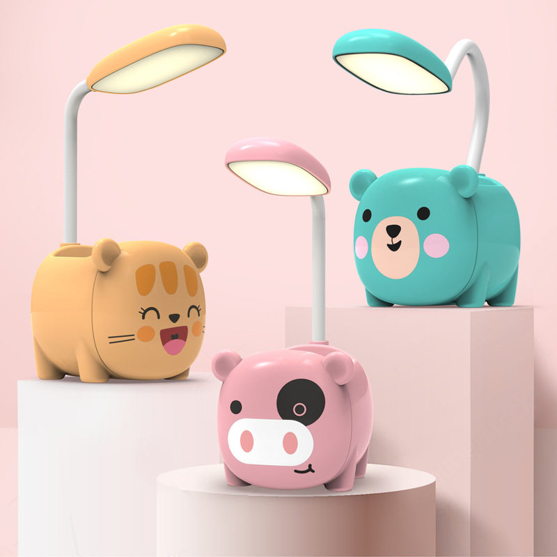 New Cartoon Creative Pen Holder desk lamp student eye protection charging night light folding hose LED lamp gift gift