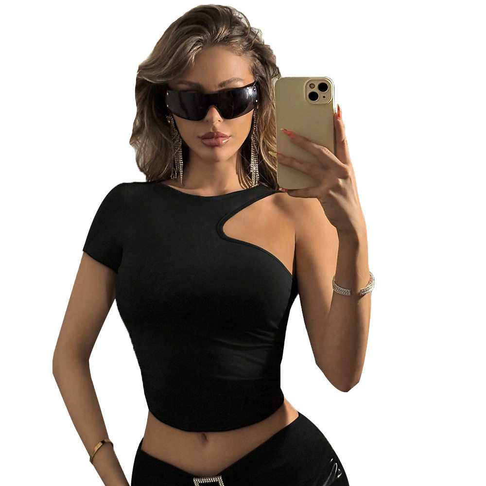 Womens Slim Fit Short Sleeve T Shirt Round Neck Summer Street Style Trendy Design Casual Wear Wholesale Available