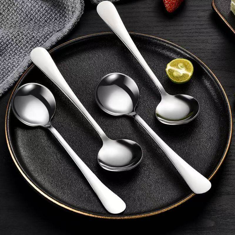 Stainless Steel Spoon for Home Use, Size Three, Round Head Spoon, Long Handle, Trendy Spoon, Watermelon Spoon, Round Spoon, Can Be Printed with Logo