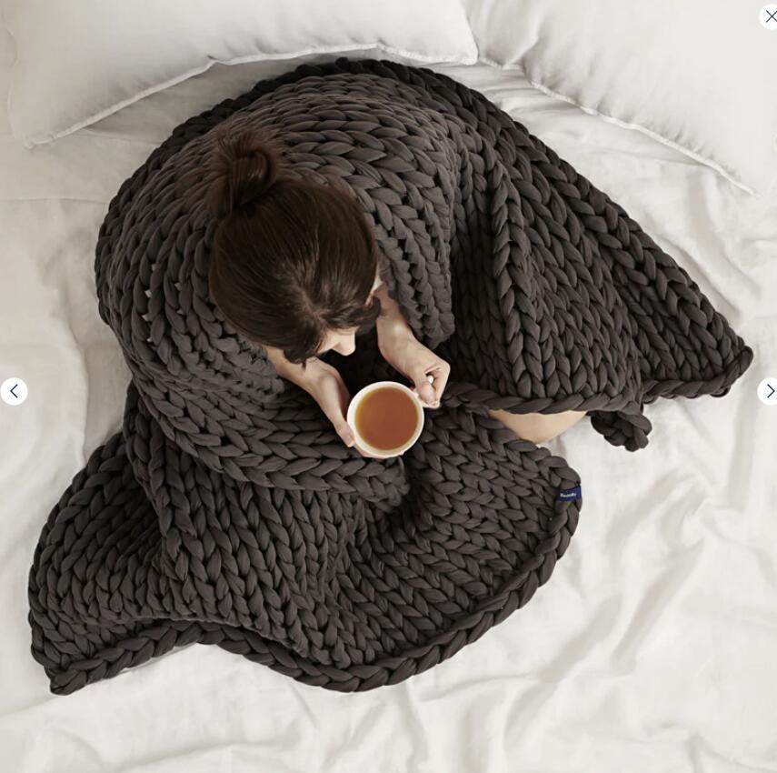 Independent Station New Polyester Cotton Strip Blanket Gravity Thread Blanket Hand-Woven Gravity Decompression Blanket Sofa Cover Blanket