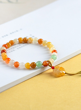 新疆金丝玉多圈手串平安扣吊坠新中式国潮民族风佛珠念珠手链