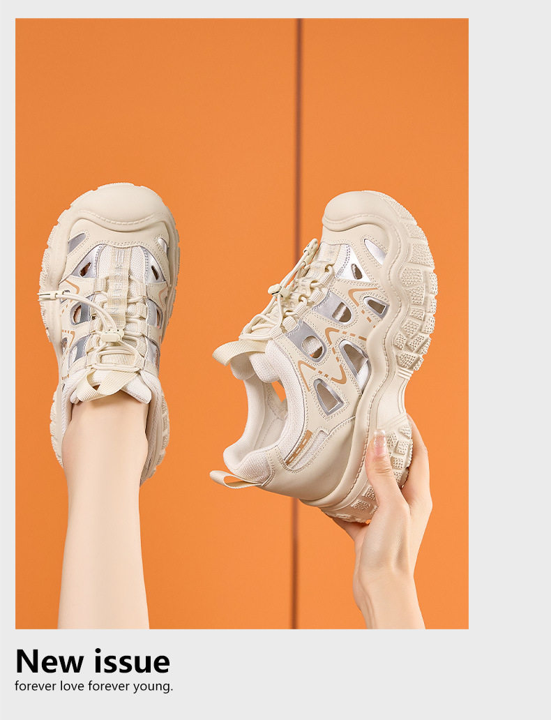 Giày sneaker nữ đế dày chunky phong cách thể thao đa năng — Len tinh khiết, Đen chi tiết 12