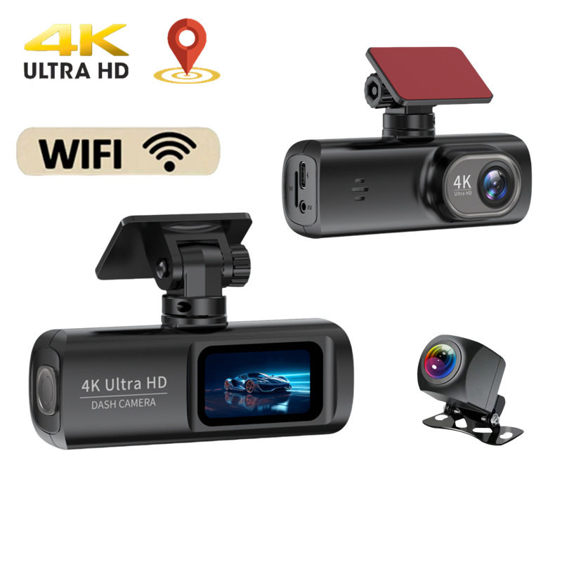 Cross-Border Best-Selling 4K High-Definition Night Vision Driving Recorder, Front and Rear Dual Recording Car Dvr Wifi Interconnection Gps Track