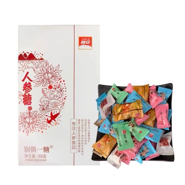 Changbai Mountain specialty ginseng candy fungus pine nuts blueberry sugar gift gift box garden ginseng for elders xylitol