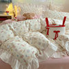 Ins Lovable Style Lace Cotton Four-piece Bedding 100 Cotton Cartoon Quilt Cover Bed Sheet Three-piece Set for Dormitory