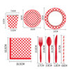 Disposable red plaid tableware paper cup paper towel knife fork spoon suit supplies birthday layout scene decoration
