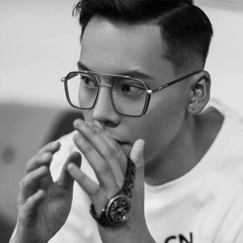 Double-Beam Myopia Glasses, Anti-Blue Light, Non-Prescription Glasses, Decorative Frames, Fashionable Accessories, Large Frame Lenses, Photochromic Lenses