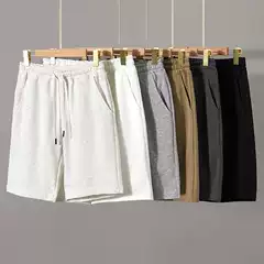 300g Heavyweight Casual Cotton Shorts for Summer, Skin-Friendly and Breathable Sweatpants for Men and Women, Simple and Versatile Straight-Leg Five-Point Shorts