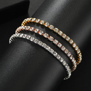 Diamond Cross-border New Single Row Zircon Bracelet Women's Fashion Simple Single Row Full Diamond Tennis Chain Wholesale Amazon