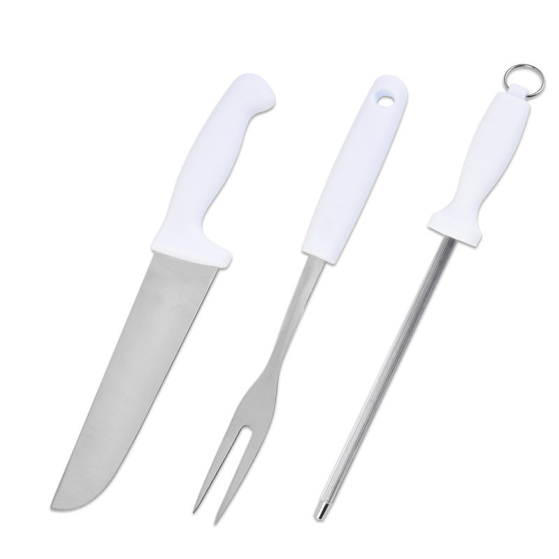 Foreign trade barbecue two-piece kitchen knife set chef knife barbecue meat fork sharpener BBQ camping tools