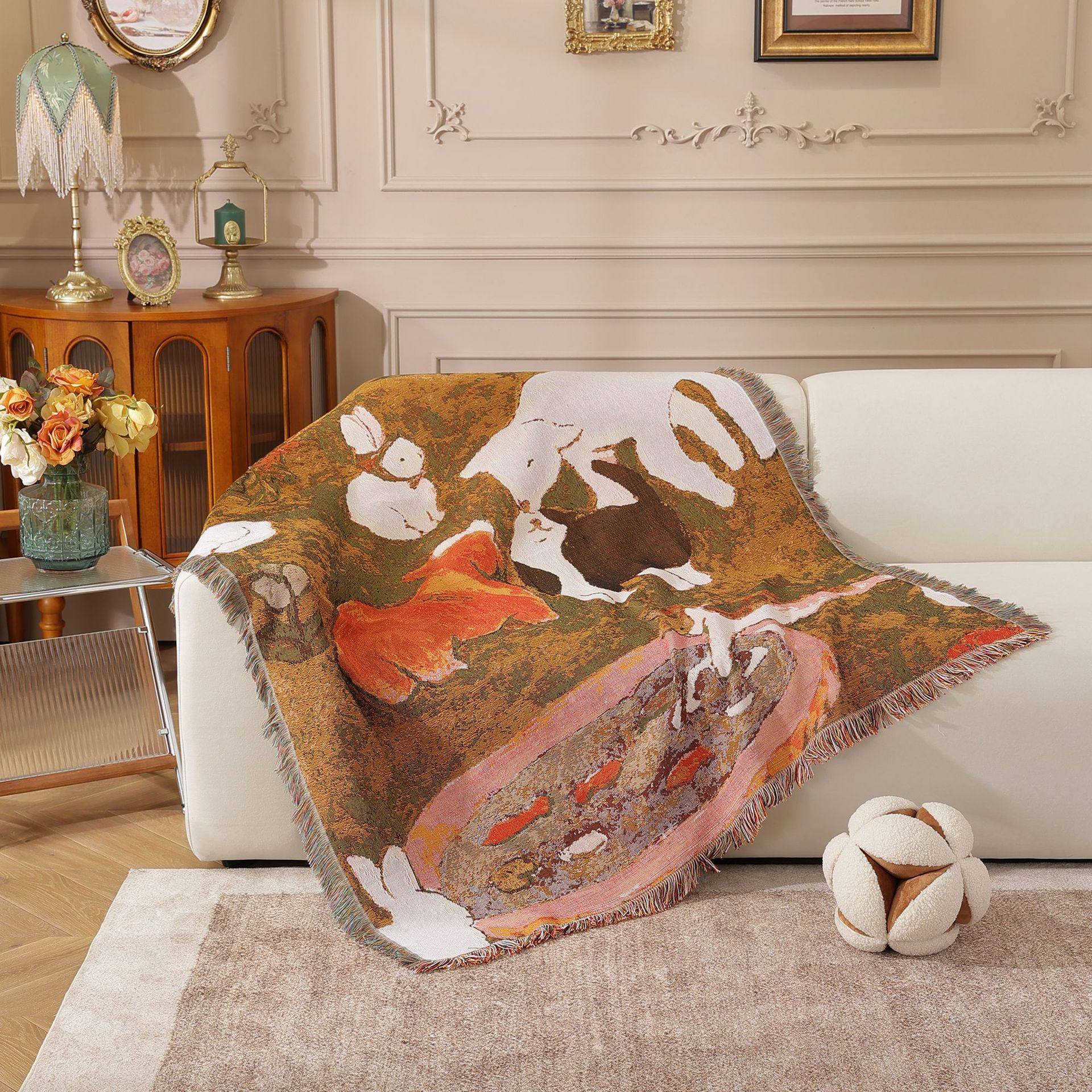 Export Cross-Border Cute Mengyuan Ji 5 Sofa Towel Sofa Blanket Decorative Tapestry Air Conditioner Cover Camping Mat Dustproof Cloth