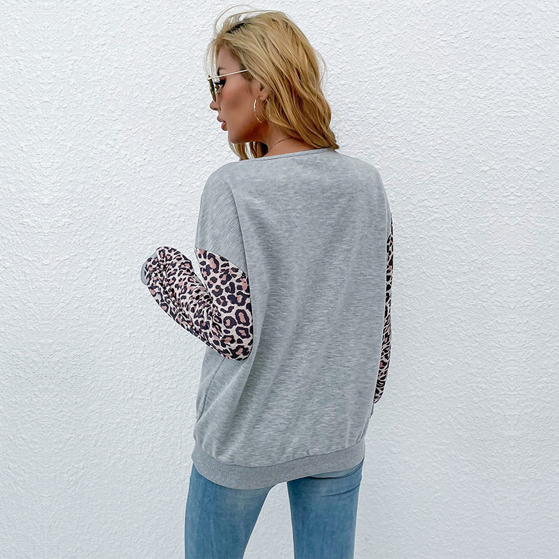 Leopard Print Long Sleeve T Shirt Mid Length Casual Style Comfortable Fabric Perfect for Spring and Autumn