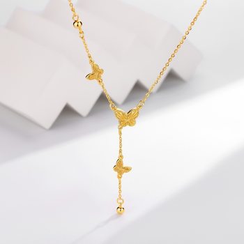 2024 New Tassel Bow Transfer Beads Necklace Women's Niche Light Luxury High-end Fashion All-match Collarbone Chain