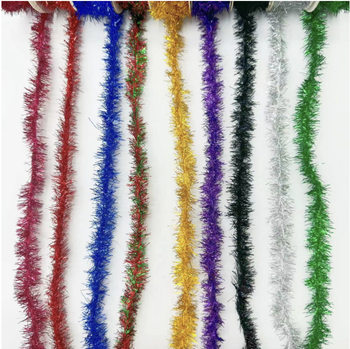 2cm5 Factory Direct Sale Christmas Gold and Silver Tinsel Tree Top Tinsel and Silver Tinsel Trim 100m