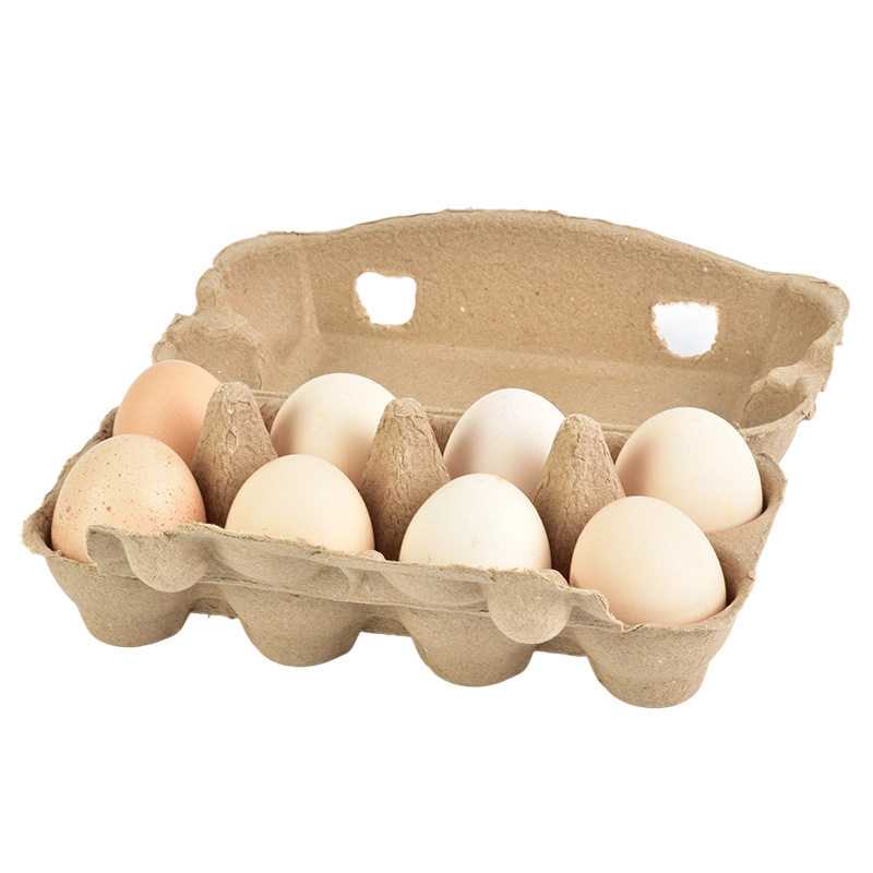 8-Piece Pulp Egg Tray, Biodegradable Paper-Plastic Egg Carton, Supermarket Packaging Box, Logistics Transportation Packaging
