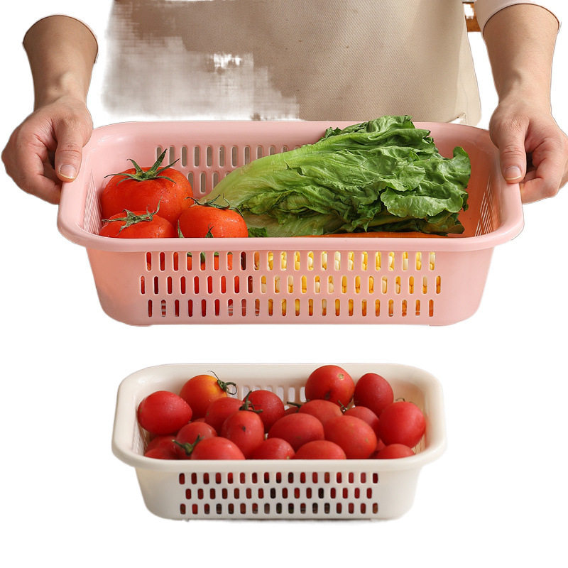 Thickened Drain Basket Washing Vegetable Basket Kitchen Sieve Basket Rectangular Household Bowl Chopsticks Basket Large