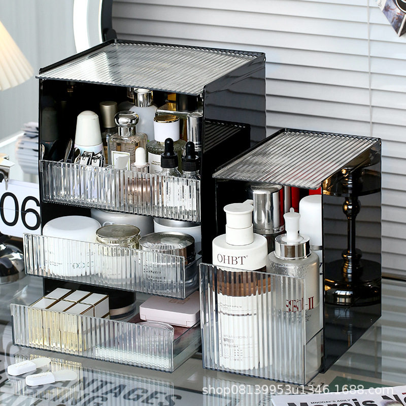 Cosmetic Storage Box Desktop Advanced Sense Transparent Large Capacity Dustproof Lipstick Storage Rack Skin Care Products Storage Rack