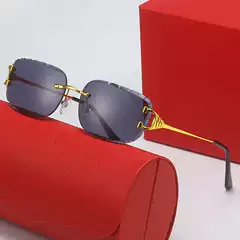 Card family frameless diamond trim square sunglasses women's European and American online popular ins street photography sunglasses trendy sunglasses