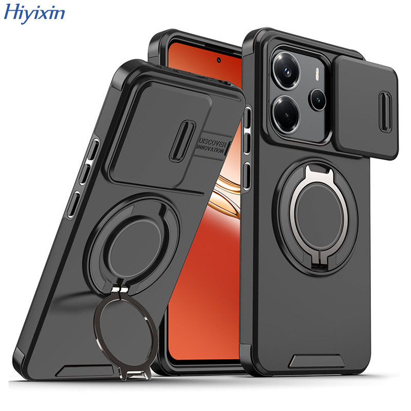 เคสโทรศัพท์สำหรับ Redmi Note15 Pro พร้อมช่องใส่ของแบบเลื่อนได้ ด้านข้างเป็นขาตั้ง ผิวด้าน ป้องกันการตกหล่น