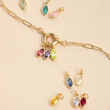 Europe and the United States popular 12 color birthstone pendant plated 18K gold necklace DIY accessories necklace oval color zircon
