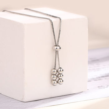 Gumao Ning Ins Trendy Pullable Choker Clavicle Chain Women's Necklace Cool Style Personalized Tassel Ball Bead Necklace