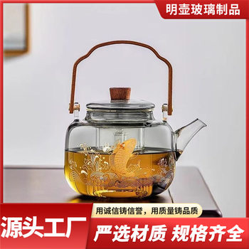Glass Teapot 2025 New Model for Home Use with Handle, High Temperature Resistant, Suitable for Open Flame and Electric Ceramic Stove, Water Boiling Kettle Set