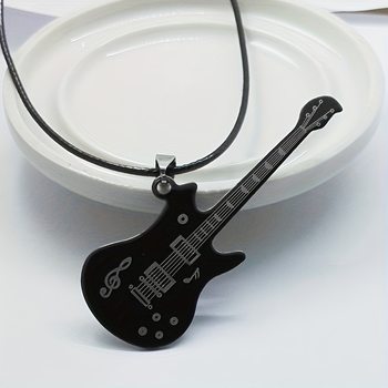 New Fashion Simple Trend Hip Hop Music Acame Stainless Steel Guitar Necklace Women's Necklace sweater chain