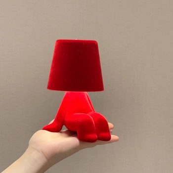 Cross-Border Doll Flocking Table Lamp Bedroom Bedside Night Light USB Charging Touch Three-Color Light Macaron Color