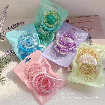 Gradient High Stretch Rubber Band Telephone Line Hair Rings Hair Rope Advanced Sense Hair Rope Hair Accessories Hair Tie Bowel Ring Headwear