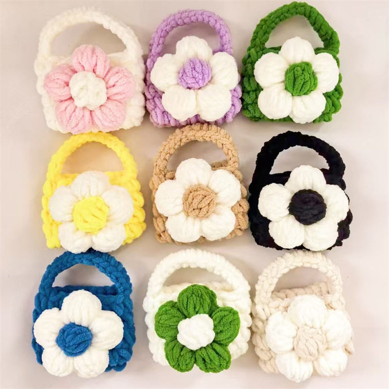 Finished Crochet Yarn Earphone Case Camellia Creative Couple Protective Cover Airpods2Pro Wallet