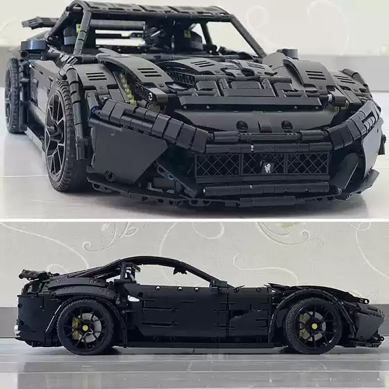 Compatible with Lego Jetstar 91102 Ferrari Black Knight F12 car, difficult to assemble building block toys, remote control car