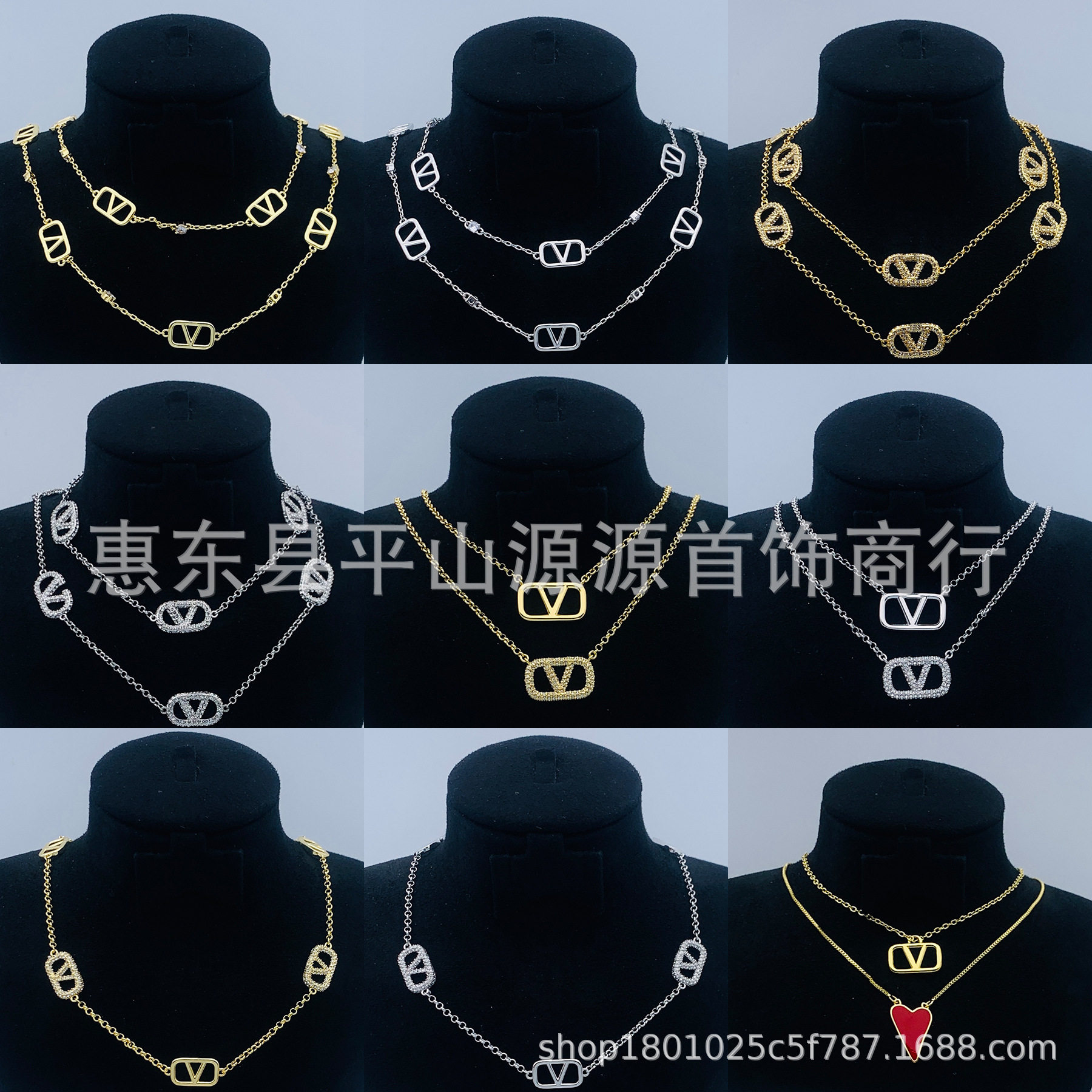 Новое многослойное ожерелье Huajia для женщин/Huajia diamond letter V классическое модное высококачественное ожерелье для женщин прямые продажи с фабрики Изображение 1