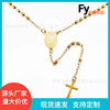 3mm gold clavicle chain stainless steel round bead necklace cross necklace Amazon hot sale jewelry accessories