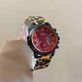 GUOU Guou watch женские зеркальные часы с изменяющимся цветом, властный силикон с леопардовым рисунком, индивидуальность, большой циферблат, мужские часы, темпераментные часы