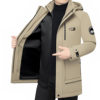 Pierre Cardin Goose Down Hooded Winter Youth Men's Mid-length Thickened Warm Men's Coat Top Goose Down Suit