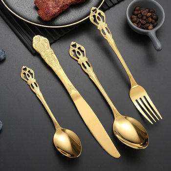 Steak Knife and Fork Wholesale European Fork Spoon Western Food Tableware Household Knife and Fork Set Stainless Steel Steak Knife and Fork Spoon